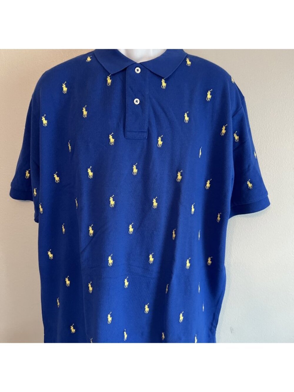 Ralph Lauren Polo Shirt XL Blue All Over Pony Logo NWT